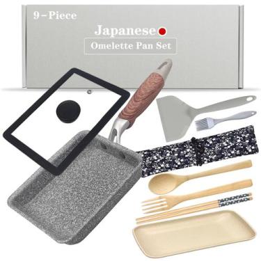 Imagem de Panela de omelete DXBVIEX Tamagoyaki japonesa antiaderente com tampa d
