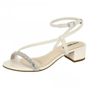 Imagem de Sandália Feminina Salto Bloco Baixo Pedrarias Estilo Moleca