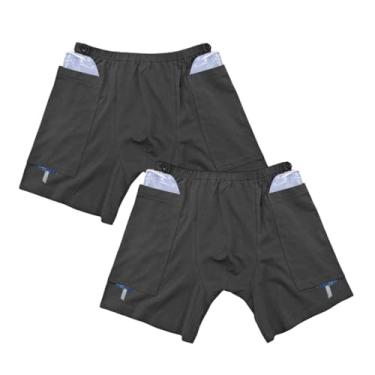 Imagem de Pacote com 2 shorts de algodão para urina, shorts cateter fácil de carregar, roupa íntima pós-cirurgia para colostomia de nefrostomia e estoma