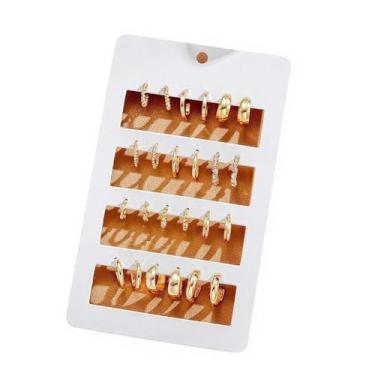 Imagem de 12 peças de brincos de zircônia cúbica branca folheados a ouro para mulheres, brincos leves de casamento, festas noturnas, presente para ela