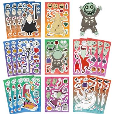 Imagem de 24 Sheets Make a Face The Nightmare Movie Before Christmas Stickers for Kids, Make Your Own Mixed & Matched with 8 Designed Characters Sticker for Birthday Party Supplies Favors Reward (Halloween)