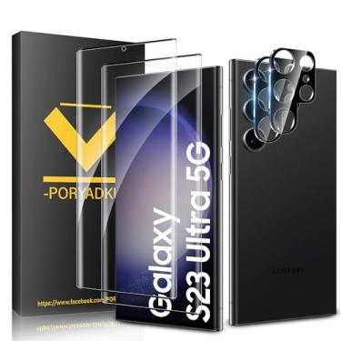 Imagem de HOMEMO [Pacote com 2+2 para Samsung Galaxy S23 Ultra protetor de tela, protetor de lente de câmera, ultratransparente, compatível com impressões digitais, antiarranhões, compatível com capas