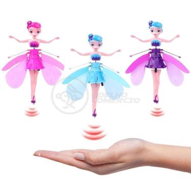Imagem de Boneco Princesa Aerocraft Fada Voadora Roxo 19Cm C/ Luz