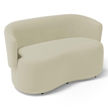 Imagem de Poltrona Namoradeira Aisha 02 Lugares Orgânica Suede Bege Claro - Abmaza