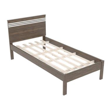 Imagem de Cama De Solteiro Madeira Cm8010 Nogal/branco - Tecno Mobili