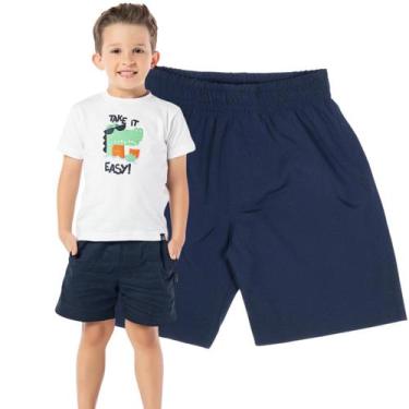 Imagem de Bermuda Infantil Menino Escolar Lisa Uniforme Básico Tactel - Vrasalon