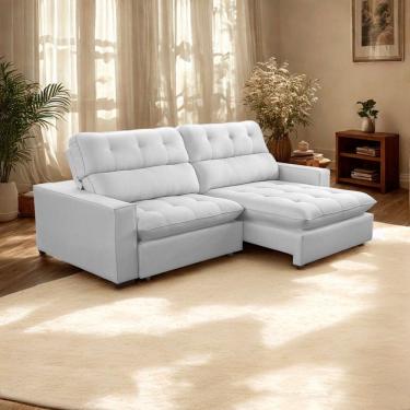 Imagem de Sofá 2 Lugares 2,10m Retrátil Reclinável Veludo Andreia Lansofbr Cores Capuccino