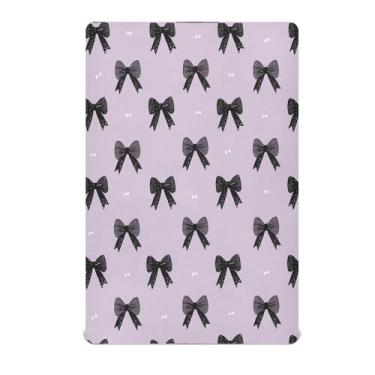 Imagem de Qilmy Lençol de berço preto com elástico para meninos e meninas, lençol de microfibra macio e respirável para berço padrão e colchão, 71 x 132 cm, roupa de cama de bebê