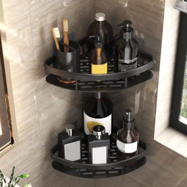 Imagem de Toalheiros de parede de alumínio para banheiro, chuveiro titular do quarto, barra de toalha, cabide(kit 2 Prateleira Triangular)