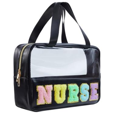 Imagem de Bolsa de enfermeira, essencial para escola de enfermagem, bolsa de assistente médico, transparente, portátil, letras de chenille, presentes de enfermeiros para mulheres, bolsa clínica para estudantes