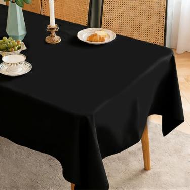 Imagem de Pacote com 2 panos de mesa de plástico premium descartáveis de plástico à prova d'água para festas e piqueniques de formatura (preto)