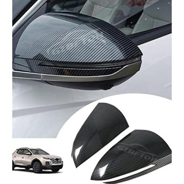 Imagem de GZBFTDH Capas de espelhos laterais de porta de carbono de carro para Hyundai Santa Cruz 2022 2023, acessórios externos automotivos guarnição de espelhos retrovisores