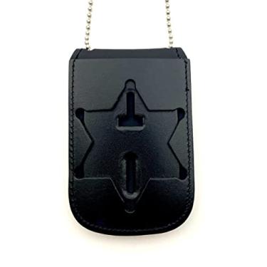 Imagem de Perfect Fit Shield Wallets Distintivo de Los Angeles Xerife Estrela do Condado de Los Angeles e suporte de identificação de couro preto (Cutout PF622)