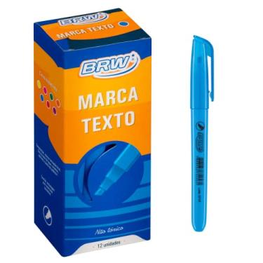 Imagem de Caneta Marca Texto Fluorescente Azul Caixa com 12 Unidades, BRW
