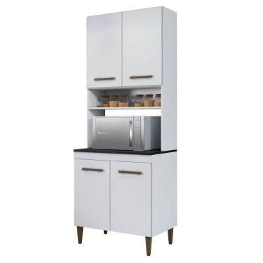 Imagem de Paneleiro Torre Quente 4 Portas 3 Prateleiras Atenas Kaiki Moveis Branco