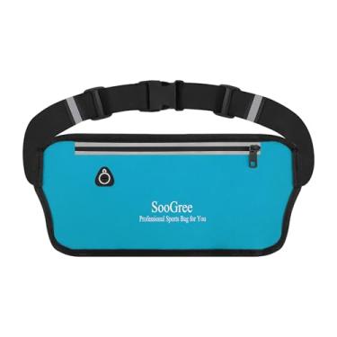 Imagem de SooGree Pochete de corrida para mulheres e homens, impermeável, bolsa de corrida, cinto de dinheiro fino, suporte de telefone para esportes, caminhadas, viagens, alça ajustável, bolsa de treino, leve,