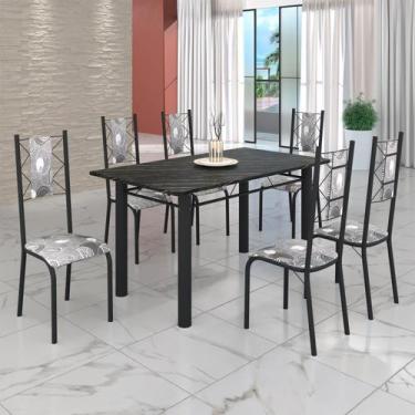 Imagem de Conjunto Sala de Jantar Bahia Mesa Tubo 140x75cm Tampo Pedra Ardósia I