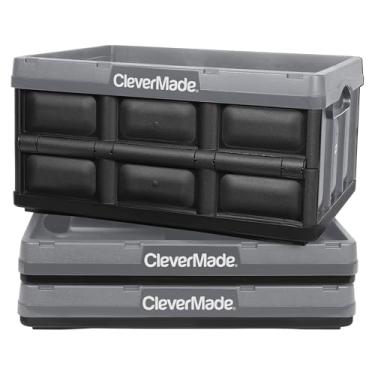 Imagem de CleverMade Caixas de armazenamento dobráveis - Pacote com 3 pedras 32L - Recipientes empilháveis Caixas dobráveis de capacidade pesada - Economia de espaço para casa