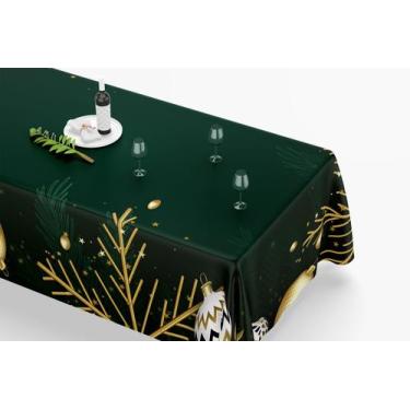 Imagem de Toalha De Mesa Retangular 12 Lugares Tecido Oxford TLZ30 - Natal Verde