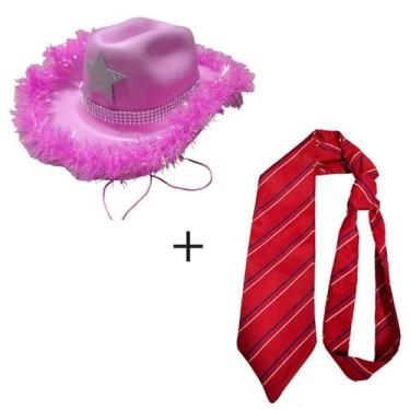 Imagem de Chapéu Rosa com pluma + Gravata RBD Gravata Rebelde Gravata Mia Lupita