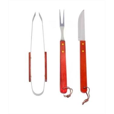 Imagem de Kit Para Churrasco Kehome Com 3 Peças Garfo + Faca + Pinça - KE HOME
