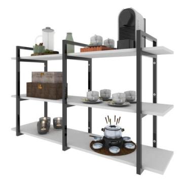 Imagem de Aparador Prateleira industrial cantinho cafe branco off white escritor