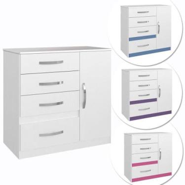 Imagem de Cômoda Moval Vênus 70704 Flex 4 Cores Branco / Lilás / Rosa 4 Gavetas 