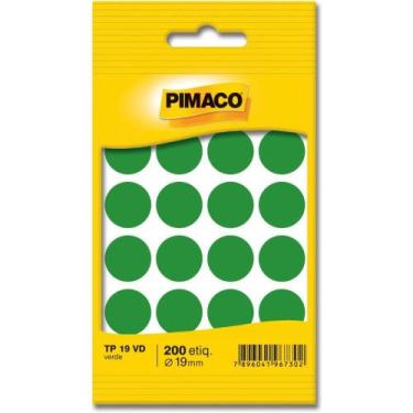 Imagem de Etiqueta Redonda TP-19 Verde 19MM - Envelope com 200 Unidades - Pimaco