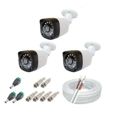 Imagem de Kit 3 Câmera Segurança Infravermelho hd + Cabo + conectores - Citrox