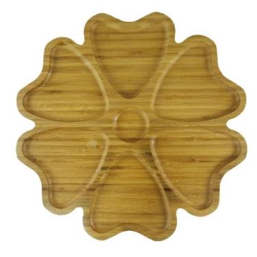 Imagem de Petisqueira de bambu com 06 divisórias e uma central para molhos - 30c