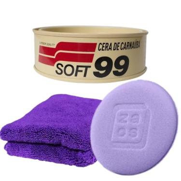 Imagem de Cera Carnaúba Soft99 All Color + Aplicador Espuma + Microfibra 350 GSM