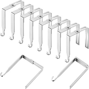 Imagem de Cabides ajustáveis para cubículos universal conjunto de ganchos de metal para espelho de porta, ajustável para painéis com espessura de 3,5 a 8,5 cm para quadro branco de escritório (prata, 8 peças)
