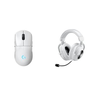 Imagem de Kit Mouse Gamer Sem Fio Logitech G PRO 2 com Tecnologia LIGHTSPEED Branco + Headset Gamer Sem Fio Logitech G PRO X 2 LIGHTSPEED Branco