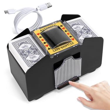 Imagem de Lineba Card Shuffler 4 Decks Automático, Máquina De Embaralhamento Elétrica Com Alimentação Usb E Bateria, Embaralhador De Cartas Para Uno, Pôquer, Jogos De Cartas Caseiros