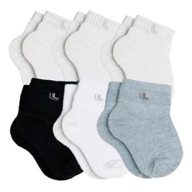 Imagem de Kit Com 6 Meias Infantil Bebê Cano Curto Lupo Baby, Meia infantil baby