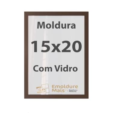 Imagem de Moldura 15x20 Marrom Com Vidro, para Quadros Decorativo para sala, quarto, escritório, poster, casa, fotos, Certificados, Diplomas, Alvara Porta Retrato.