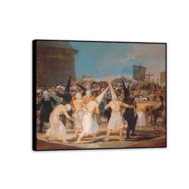 Imagem de Arte de parede Francisco Goya, Procissão de Flagelantes, impressão em tela famosa reprodução de pinturas a óleo abstratas imagem emoldurada para decoração de casa 48x40 cm (48.3x40.6 cm) moldura preta