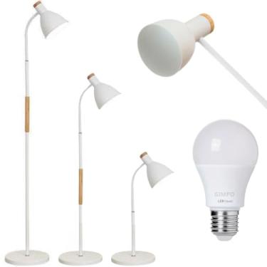 Imagem de Gimpo, Luminária Piso Chão Coluna 155cm Flexível Metal Gimpo KJTD-721-BRANCO + 1 Lâmpada 12W LED Bivolt