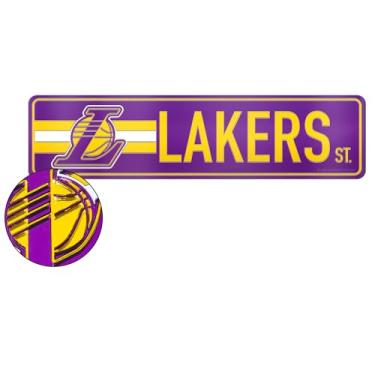 Imagem de Rico Industries NBA Basketball Los Angeles Lakers Placa de rua acrílica corte a laser padrão 8,9 cm x 36,2 cm decoração de casa - quarto - escritório - caverna masculina