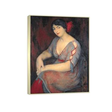 Imagem de MUHJDYC Diego Rivera Famosa Imagem em Tela - Impressões de Arte de Parede - Retrato de Mulher - Quadro Prateado Pintura de Arte para Sala de Estar Quarto Decoração de Casa 20x25cm-8x10in