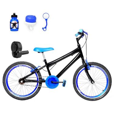 Imagem de Bicicleta Aro 20 Aero + Kit Passeio Preta E Azul