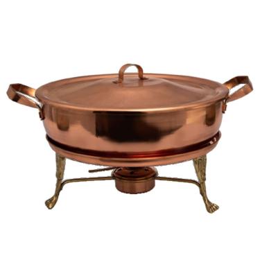 Imagem de Rechaud Fogareiro Redondo E Panela Em Cobre Fogo Direto 6L