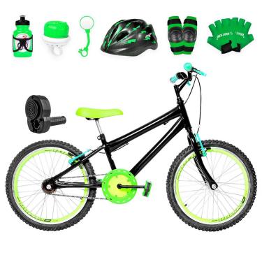 Imagem de Bicicleta Infantil Aro 20 Aero + Kit Premium Preta E Verde