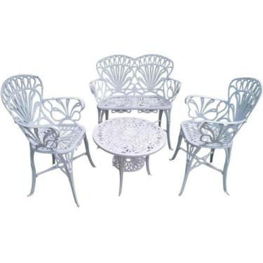 Imagem de Conjunto Primavera com Mesa 2 Cadeiras Aluminio e Namoradeira Jardim -