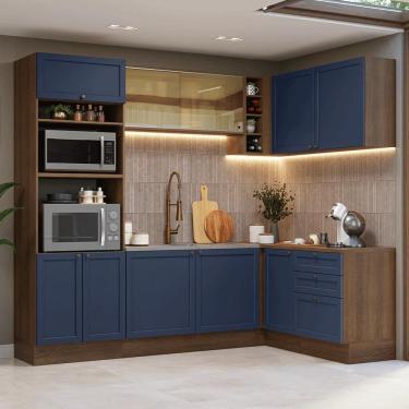 Imagem de Armário de Cozinha Completa de Canto 399 cm Rustic/Azul Vik Madesa 02