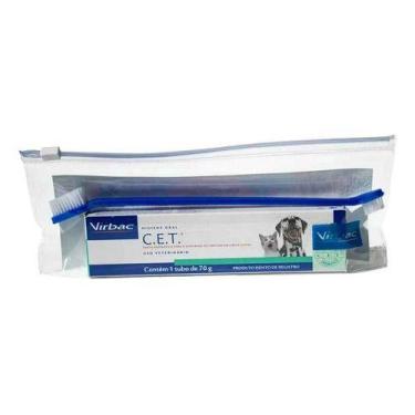 Imagem de Kit Saúde Oral Virbac - C.e.t Pasta + Necessaire + Escova Sabor Frango