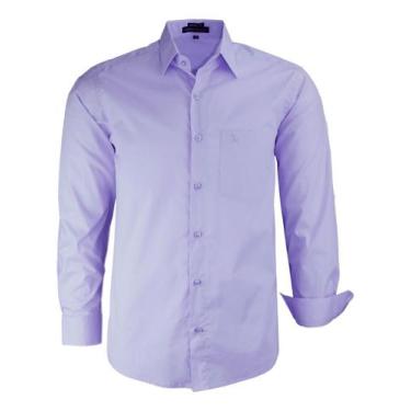 Imagem de Camisa Social Manga Longa Amil Clássica Com Bolso Algodão 1719, Lilás,