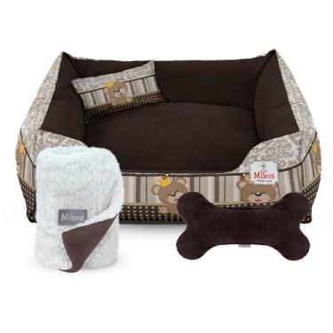 Imagem de Cama Pet Oxford + Coberdrom + Brinquedo Ossinho 04 Peças - Coleção Ursinhos - Vip 2 (70x70 cm, Ursinho Principe)