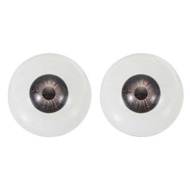 Imagem de PATIKIL Olhos de boneca de 32 mm, 1 par de olhos de acrílico realistas de plástico para bonecas, máscaras, adereços de Halloween, artesanato, marrom