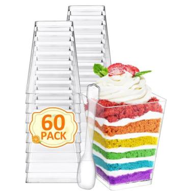 Imagem de Copos de sobremesa NEEBAKE 60 conjuntos de 150 ml com colheres de plás